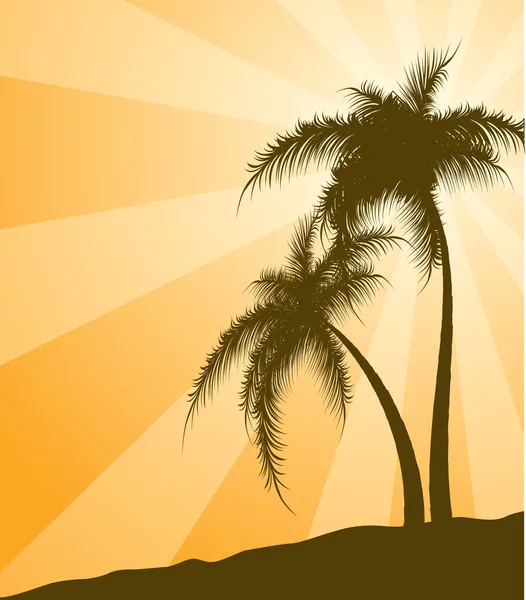 Orange bakgrund med palmer — Stock vektor