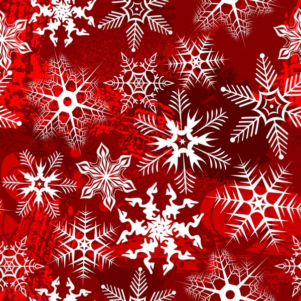 Fondo rosso con fiocchi di neve — Vettoriale Stock