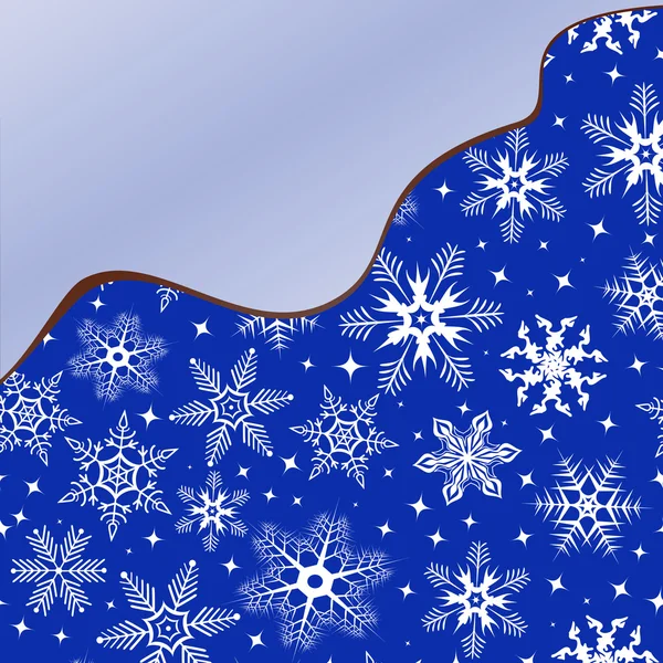 Fundo azul com flocos de neve — Vetor de Stock