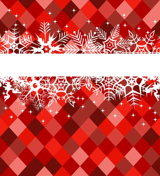 Banner de inverno vermelho com flocos de neve — Vetor de Stock