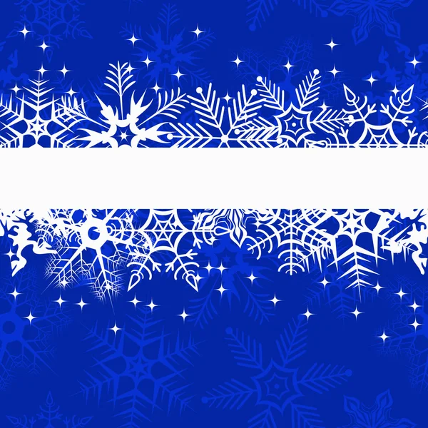 Banner de inverno azul com flocos de neve — Vetor de Stock