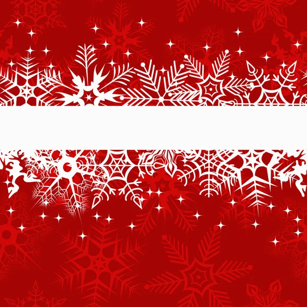 Bannière d'hiver rouge avec flocons de neige — Image vectorielle