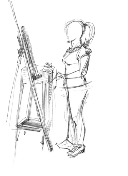 At an easel — Stock Photo, Image