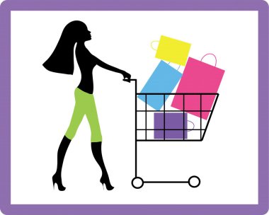 Girl on shopping clipart