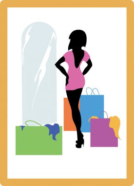 Girl on shopping clipart