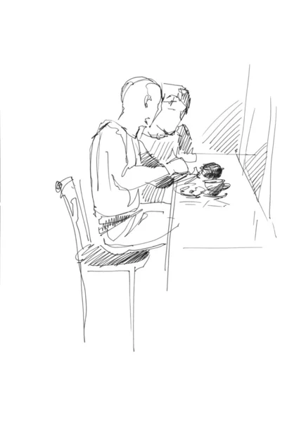 Chlapi v kavárně — Stock fotografie