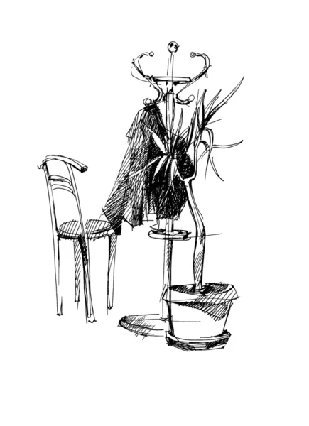 Stift zwischen Stuhl und Blumentopf — Stockfoto