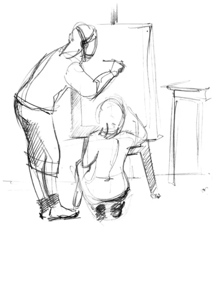 Парень и девушка рисуют. — стоковое фото