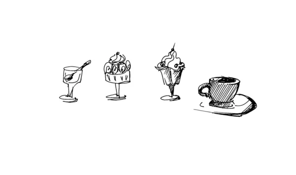 Fryst, bakverk, te, kaffeペストリー、紅茶、コーヒー、凍結 — Stockfoto