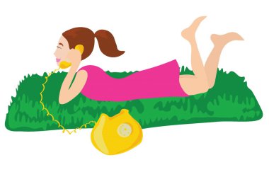 A girl talks by phone clipart