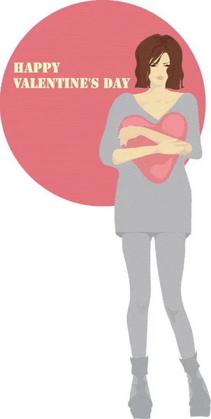 Fille avec le cœur dans une main — Image vectorielle