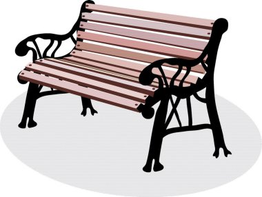 A bench is in a park clipart