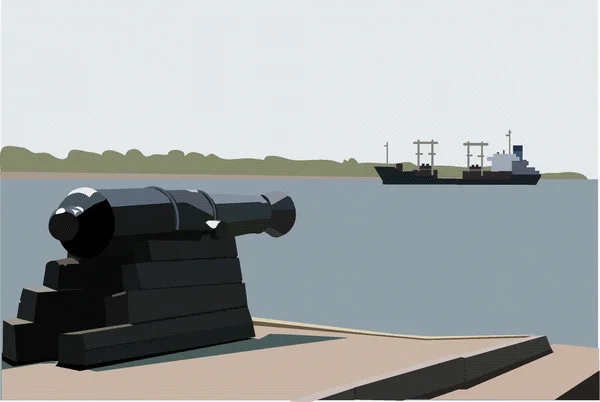 大砲と船 — ストックベクタ