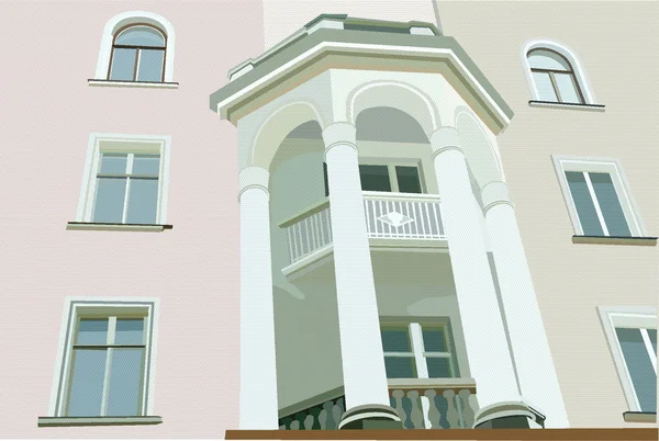 Façade de la maison avec colonnes blanches — Image vectorielle
