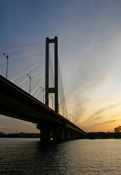 stock image South Bridge in evening. Kyiv, Ukraine