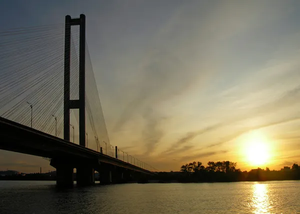 stock image South Bridge in evening. Kyiv, Ukraine