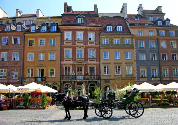 市场广场、 市中心华沙，波兰 — 图库照片