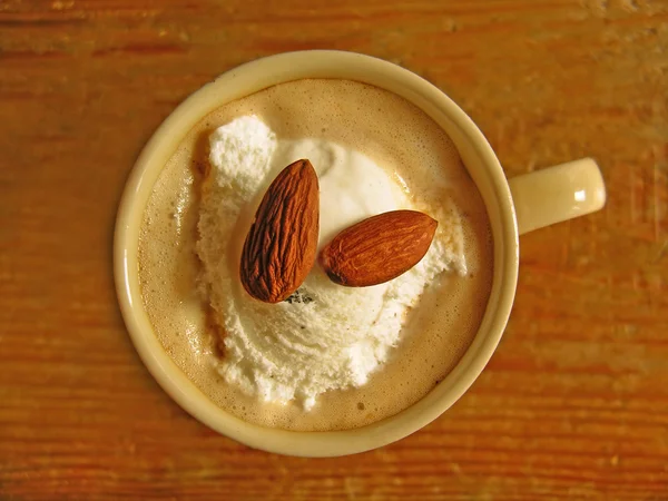 stock image Coffee with ice-cream and almonds