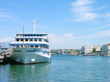 Cruise liner in Sevastopol harbor clipart