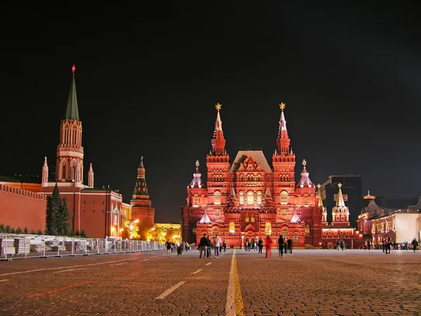 Червоний квадрат на ніч, Москва — стокове фото