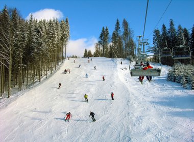 Ski track in Carpathian mountains clipart