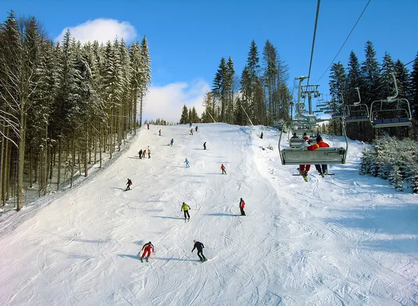 Ski track in Carpathian mountains — Stock Photo, Image