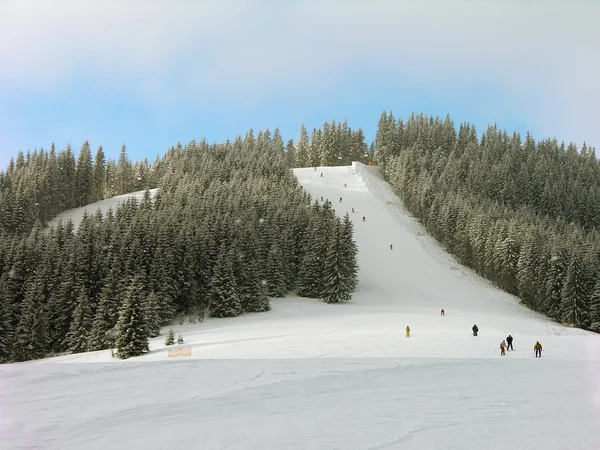 Pista de esqui nas montanhas dos Cárpatos — Fotografia de Stock