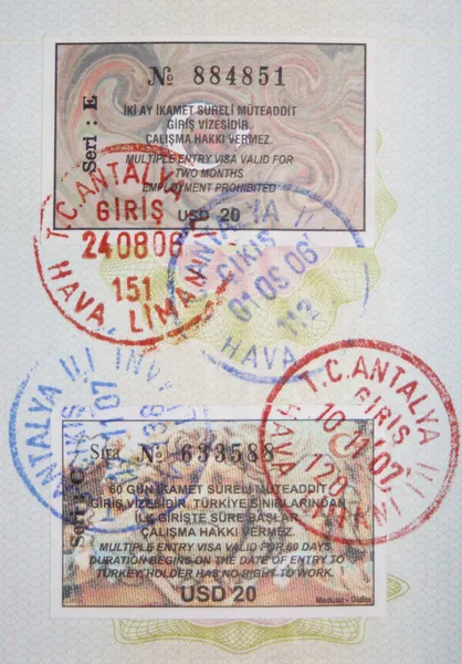 Vistos e selos turcos — Fotografia de Stock