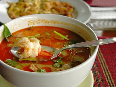 Tom Yum soup with shrimps clipart