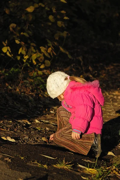 Crianças em passeio de outono — Fotografia de Stock