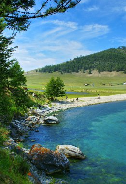 Summer day, lake Baikal clipart