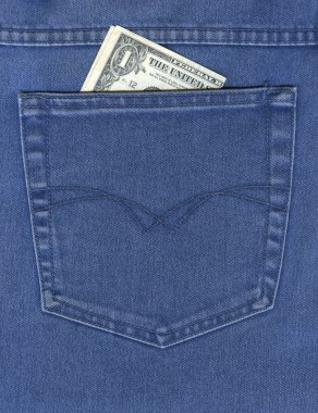 Dollar in a jeans pocket clipart