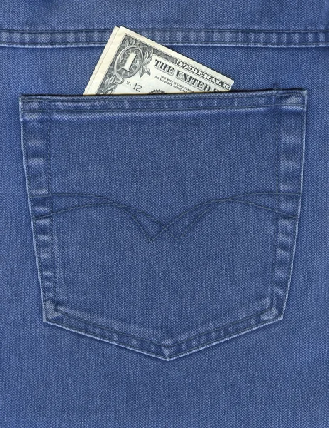 Dollar in a jeans pocket — Stock Photo, Image