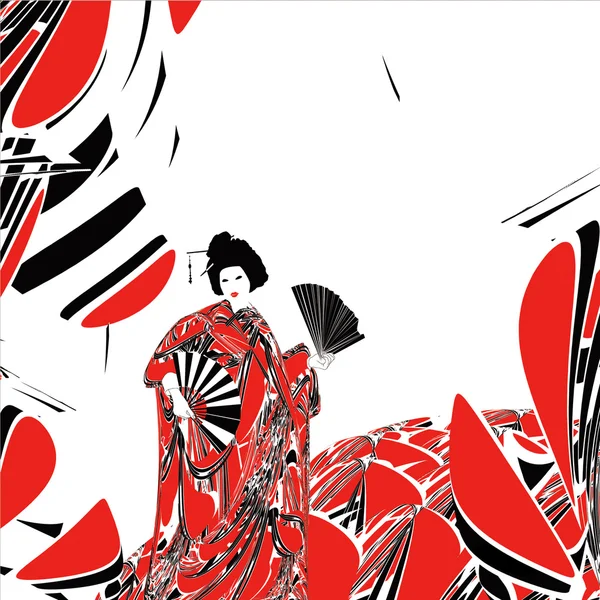 Japanese woman. Graphic art background. — Stock Photo, Image