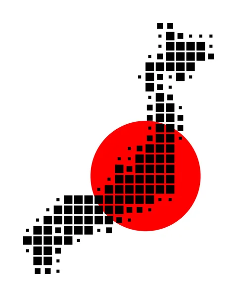 Karta och flagga över Japan — Stockfoto