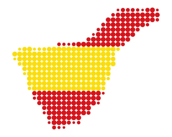 Karte von Teneriffa in den Farben der spanischen Fla — Stockfoto