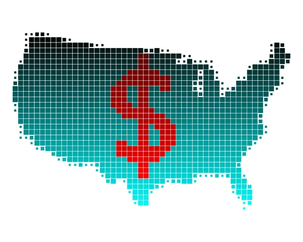 stock image Map of U.S. and dollar sign