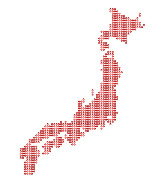 Mapa de Japón con símbolo nacional y Ye —  Fotos de Stock