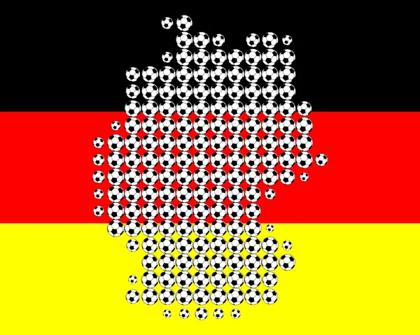 Karte von Deutschland in Fußbällen — Stockfoto