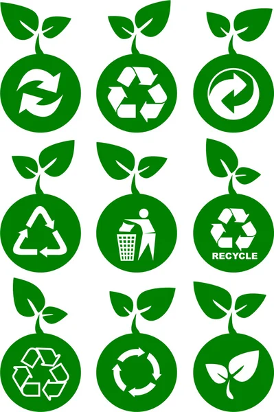 Medio ambiente iconos verdes — Vector de stock