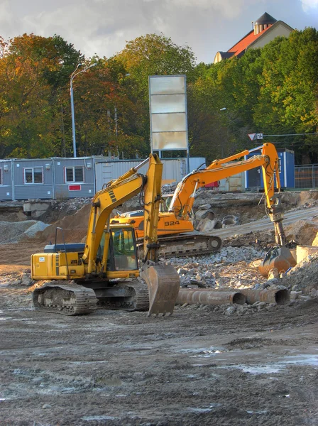Twee bulldozers — Stockfoto