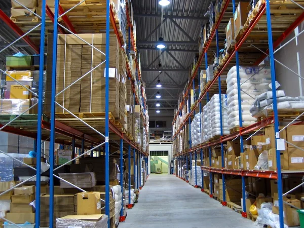 Warehouse with shelves — Stock Photo, Image