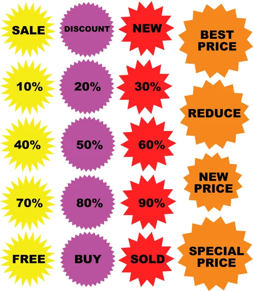 Set di cartellini dei prezzi colore — Vettoriale Stock