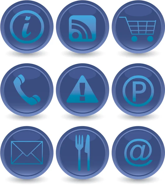 Blue web icons set — Stock Vector