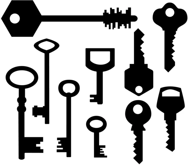 Anahtarları silhouettes — Stok Vektör