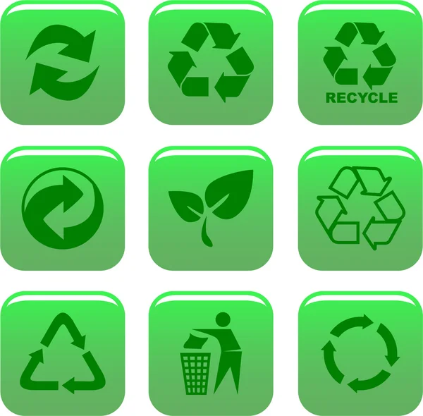 Medio ambiente y reciclar iconos — Vector de stock