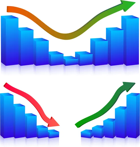 Zakelijk falen en groei grafieken — Stockvector