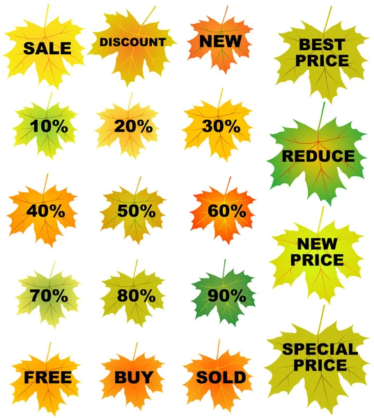Autumn leaves price tags — Stock Vector