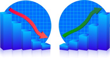 Business failure and growth graphs clipart