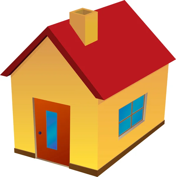 Casa gialla con tetto rosso — Vettoriale Stock
